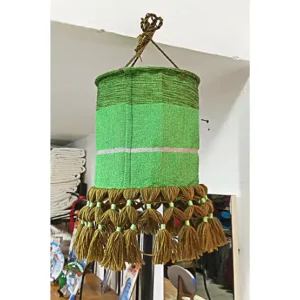 Moroccan-inspired handmade fringed lampshade for floor lamps or pendant/ceiling lamps.